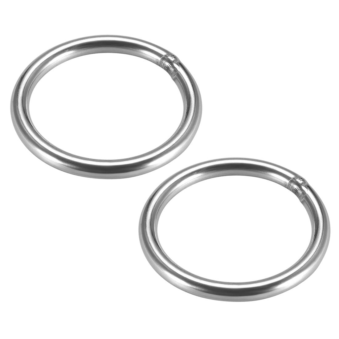 sourcing map 201 Stainless Steel O Ring 60mm(2.36") Outer Diameter 6mm Thickness Strapping Welded Round Rings 2pcs