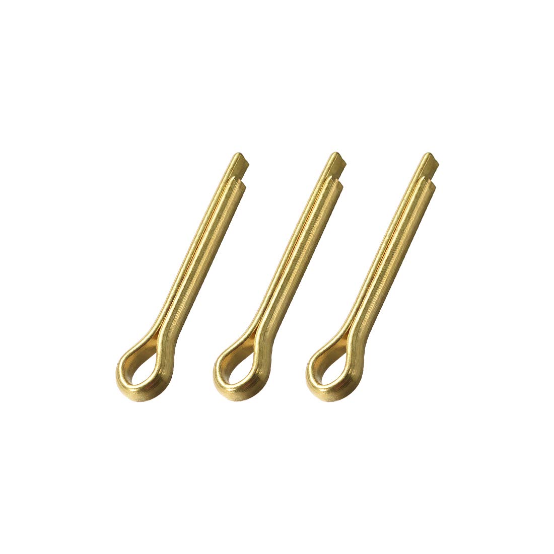 sourcing map Split Cotter Pin - 4mm x 25mm (5/32 inch x 63/64 inch) Solid Brass 2-Prongs Gold Tone Fastener Clip Key 3Pcs