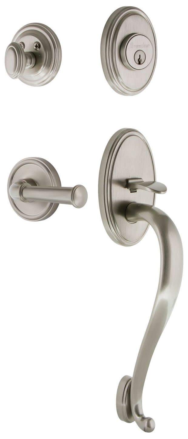 Grandeur 833038 Grandeur GEOGEO_ESET_238_SG Georgetown Solid Brass Rose Keyed Entry Single Cylinder 