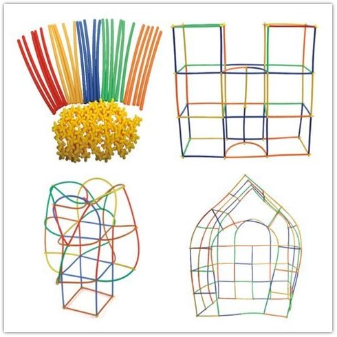Rose International Creative DIY Straw Build Blocks Toys Children Assembly Plastic Blocks Toy