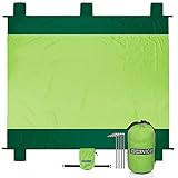 WoneNice Sand Free Beach Mat Blanket, 10′ x 9′ Extra Large Outdoor Beach Blanket, Waterproof Quick-Dry Lightweight Durable Nylon Pinic Blanket with 4 Stacks for Picnic, Camping, Hiking