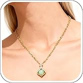 Zurlcdye Jade Necklace for Women Gold Large Pendant Flower Tree of Life Necklace Round Jewelry Party Outfits Accessories Birthday Gifts