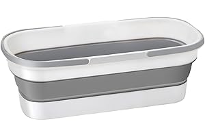 Collapsible Bucket, 21x8 Inch Plastic Mop Bucket with Handle & Pulley, Thickened Washing Tub, Portable Cleaning Supplies for 