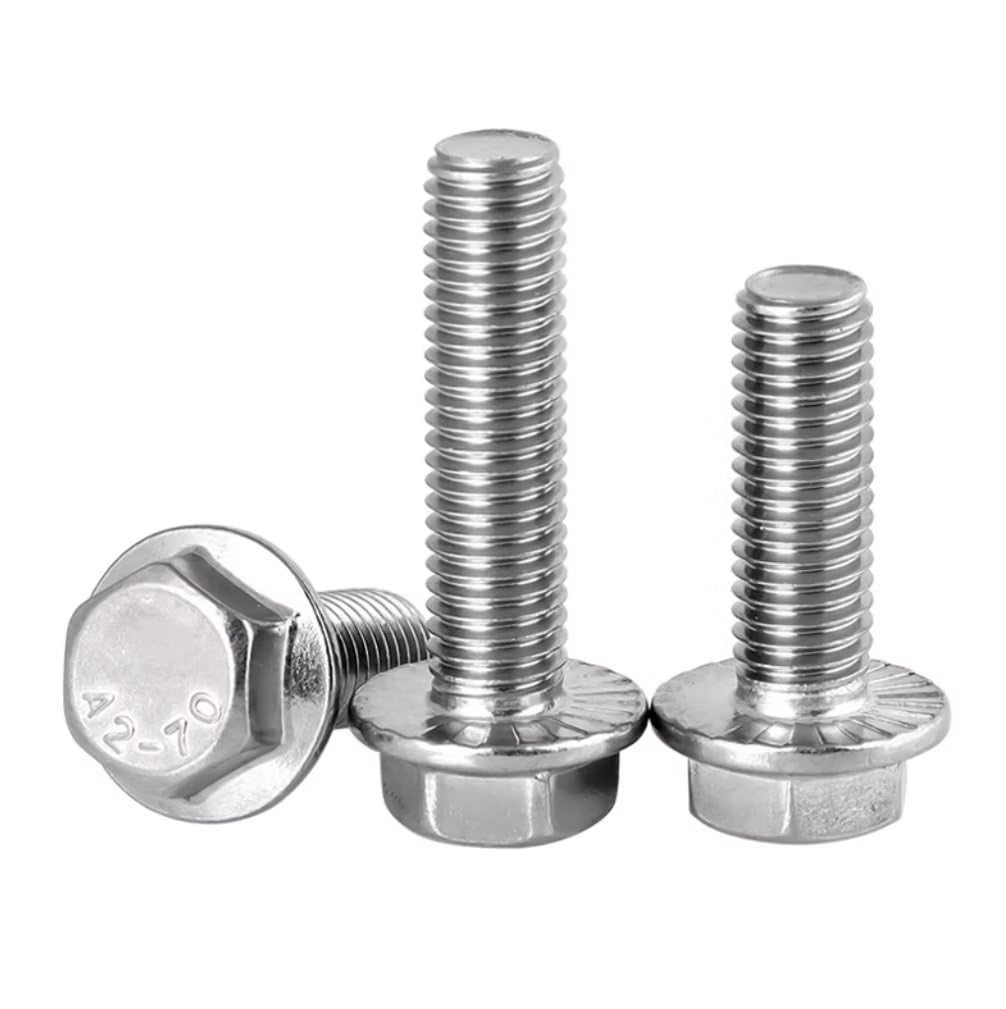 SYDARSYN Flanged Hex Bolt Stainless Steel (A2) Fully Threaded Mechanical Screws Hexagon Set Screws M6x30mm (10 pcs)