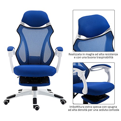 HOMCOM-Sedia-da-Ufficio-Ergonomica-Regolabile-Poltrona-Reclinabile-con-Poggiapiedi-6155851105-1205cm
