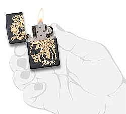 Zippo Joker Pocket Lighter, Black Matte Joker, One