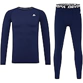 DEVOROPA Youth Boys Compression Shirts & Pants Kids Long Sleeve Undershirts Sports Leggings Athletic Base Layer Tights Set
