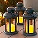 Set of 3 Grey Battery Operated LED Flameless Candle Lanterns for Indoor Outdoor Use