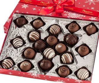 Chocolate Holiday Snowflake Truffle Collection - Gluten Free, Milk Free, Nut Free - 20 Pieces
