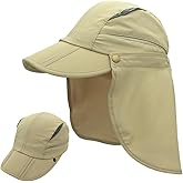 Connectyle Men's Sun Hat with Detachable Neck Flap Adjustable Outdoor UPF 50+ Baseball Sun Cap for Fishing Hiking Golfing