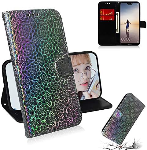 AICEDA Case Compatible with Huawei P20 Lite Nova 3E Case, Shell Defender Cover Case Bumper Flip Cover-Silver
