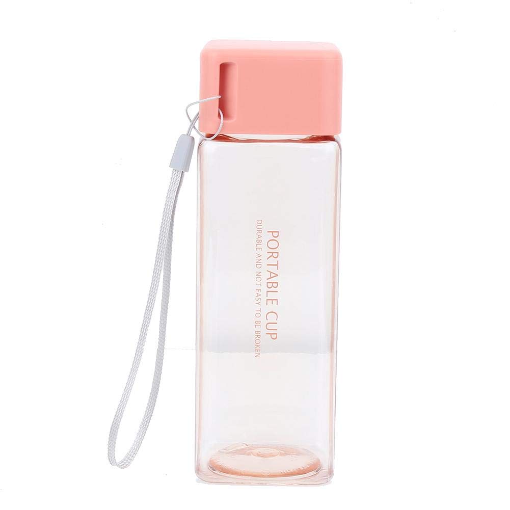 Water Bottle,SquareShaped Water Bottle 300Ml Sports Water Bottle Square Water Jug With Leakpoof Lid For Travel (Pink)