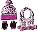 Pink Platinum Little Girls Hat Glove Scarf 3pc Set- Far Isle, Purple, Youth