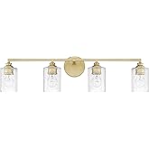Capital Lighting 120541CG-422 Milan Iced Glass Bath Vanity Wall Mount, 4-Light 400 Total Watts, 9" H x 33" W, Capital Gold