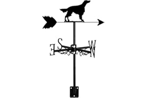 Metal Dog Weathervane Direction Indicator Water Spaniel, Smooth Fox Terrier Outdoor Metal Bracket Wind Vane for Garden Yard, 