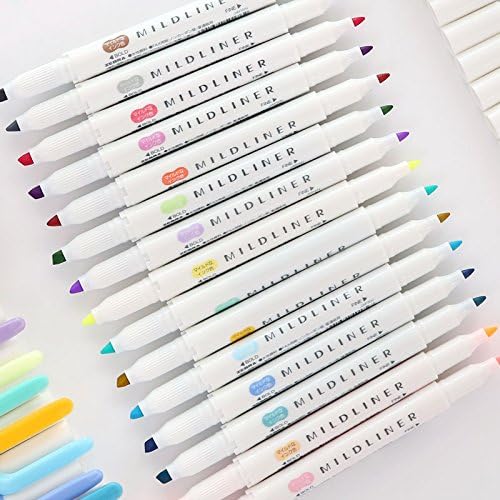 NJPOWER 15PCS/LOT Japanese Stationery Zebra Mild Liner Double Headed Fluorescent Pen Hook Pen Highlighter Pen Color Mark Pen Cute（Random Color）