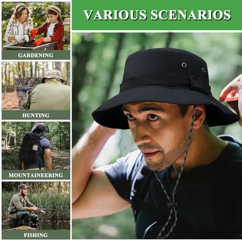 YAMEIZE UPF50 Waterproof Bucket Hat+Bucket String – for Women Men Safari Hat UV Protection with Adjustable Fishing Beach Hiking Hat