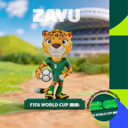 Sanyetral para la Copa Mundial de la FIFA 2026 - Set de figuritas oficiales con licencia de la mascota con caja de exhibición (Clutch, Maple y Zayu), figura modelo de mercancía oficial para