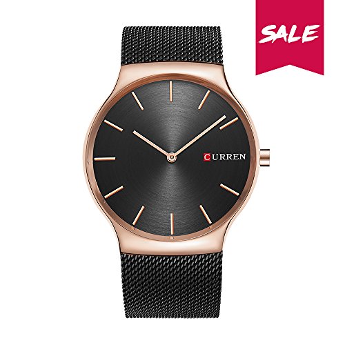 CURREN Men Waterproof Watches Stainless Steel Band Quartz watch Top Brand Business Male Wristwatch 8256 (rose)