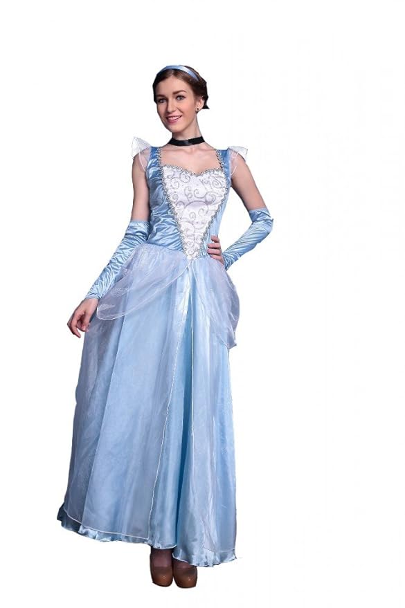 Deluxe Kostüm - Cinderella lang Modell 2 - Prinzessin Märchen Frozen Elsa, Größe:S