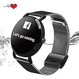 KeeGan Fitness Tracker Activity Tracker with Heart Rate Monitor and Calorie Counter Pedometer Bracelet IP67 Waterproof GPS Tracker Smart Watch for Men Women (Black-Steel)