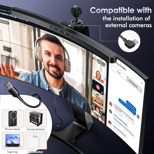 Quntis Curved Monitor Light Bar with Remote &Touch, Auto Adjustable Brightness and Colour Temperature Eye-Care USB Computer Lamp with Multifunction Shelf Screen Light Bar, No Glare Home Office Gaming