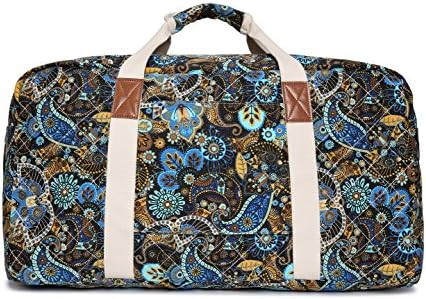 Malirona Canvas Weekender Bag Travel Duffel Bag for Weekend Overnight Trip (Black Flower) 3 Malirona Canvas Weekender Bag Travel Duffel Bag for Weekend Overnight Trip (Black Flower)