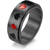 JAJAFOOK Stainless Steel Poker Ace Ring Set - Heart A & Spade A Couple Rings For Men & Women