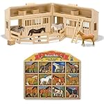 Melissa & Doug Fold and Go Mini Stable with 12 Horse Pasture Pals Bundle