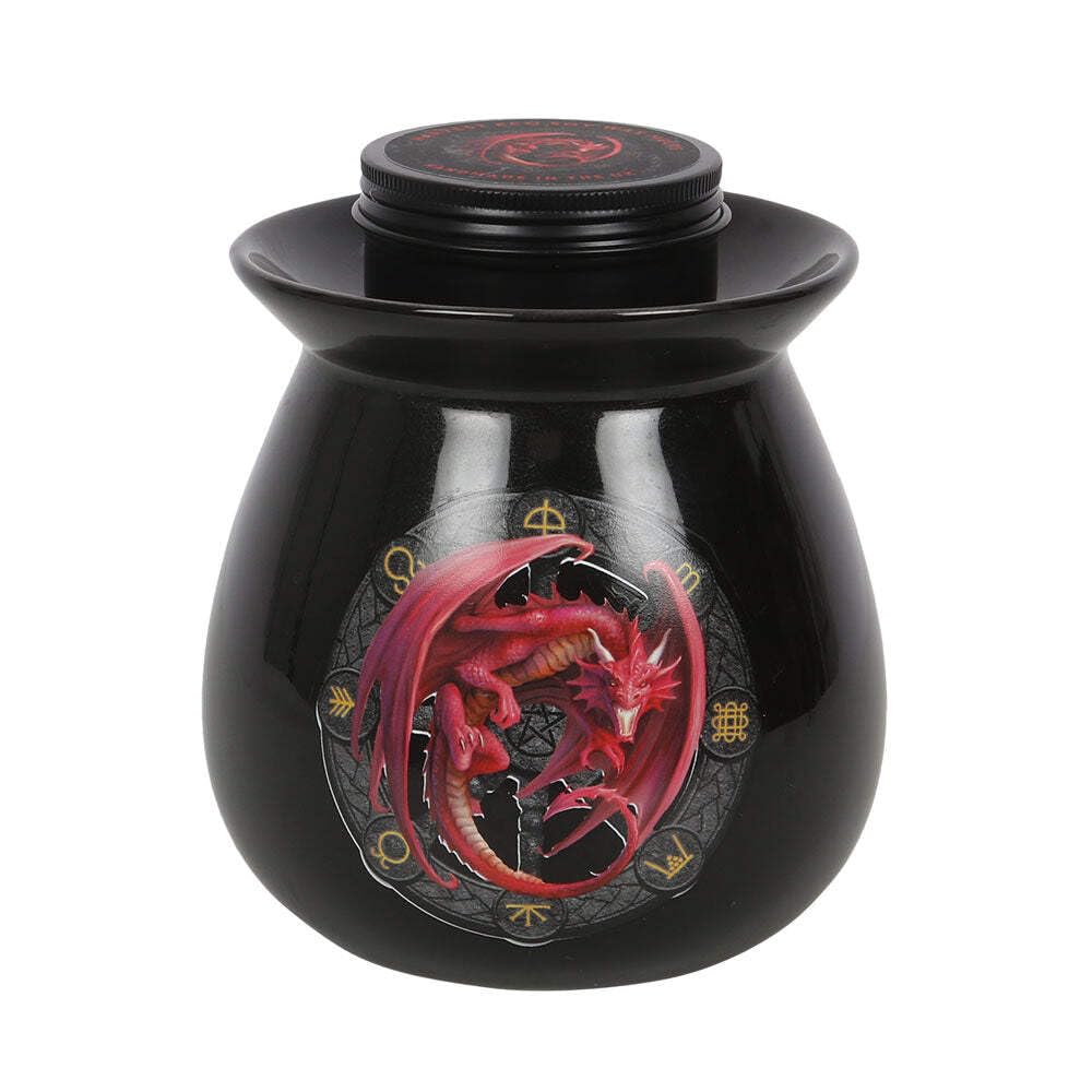 Enchanting Lammas Wax Melt Burner Gift Set by Anne Stokes - 11.5cm x 10cm (1 Pack) - Luxury Oil Burner & Musk Scented Wax - Ideal for Fantasy & Pagan Lovers, White & Peach
