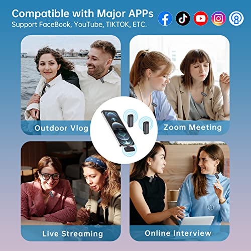 Colorlizard Wireless Lavalier Microphone iPhone/iPad Noise Reduction Lapel Mic with Charging