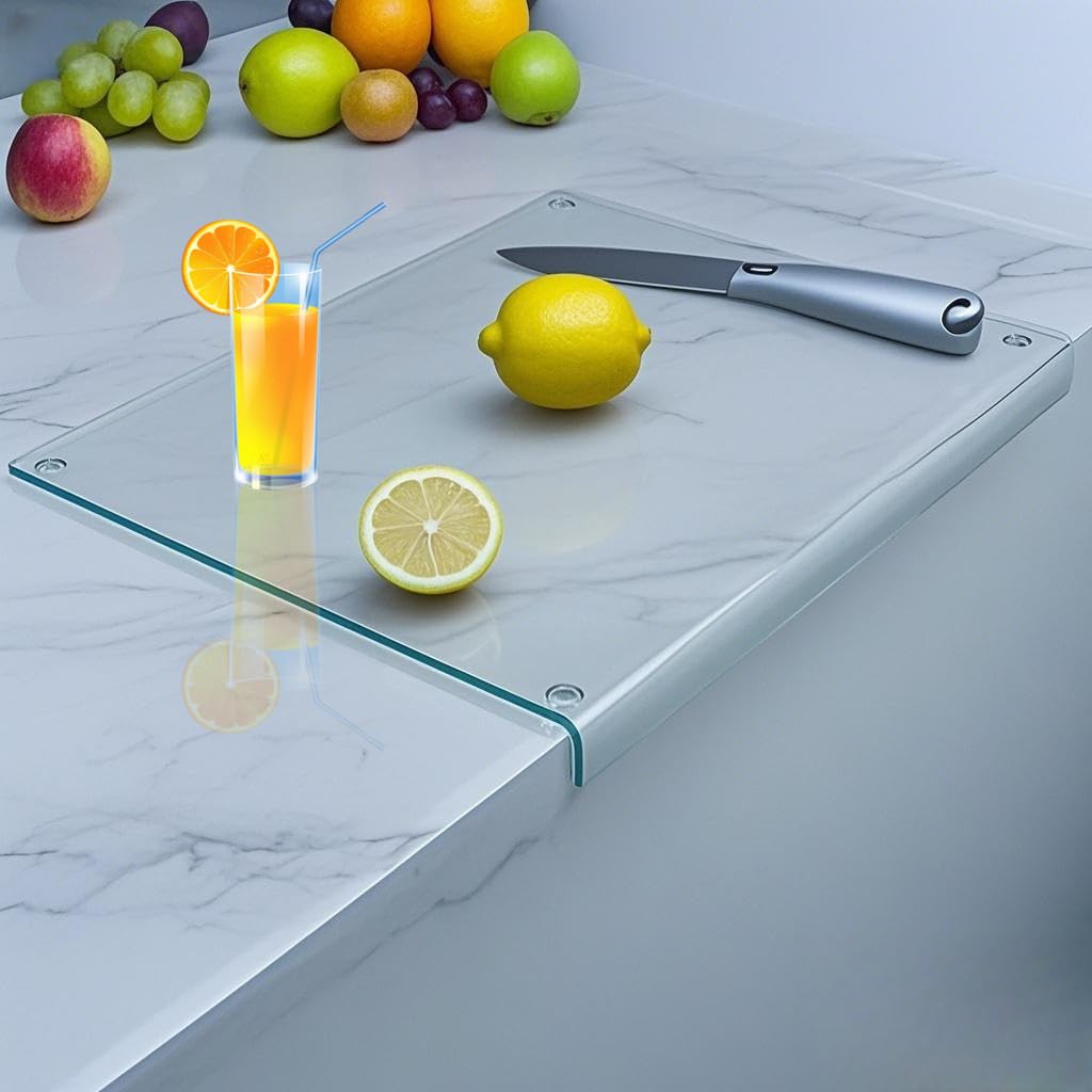 Photo 1 of Clear Tempered Glass Cutting Board for kitchen with Counter Lip,Glass Chopping Board, Scratch-Resistant,Non-Slip (Clear)