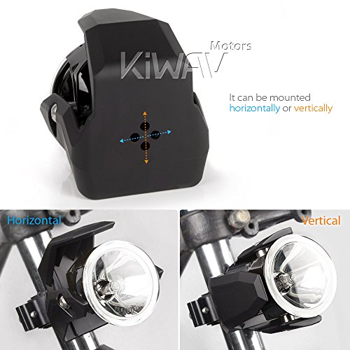 KiWAV Magazi motorcycle NS-41 round fog light black fork tube mount