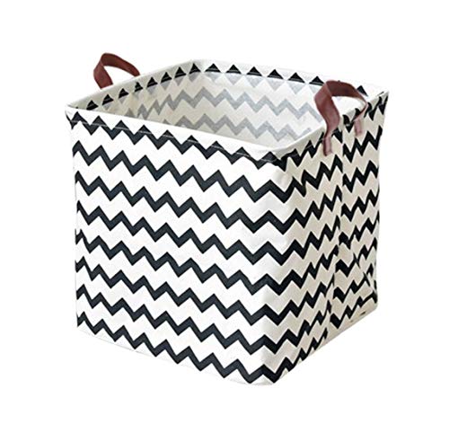 Square Storage Bins Canvas Collapsible Storage Basket with Handles Toy Organizer for Nursery, Kid's Toys, Closet & Laundry, Gift Basket(Polyline)