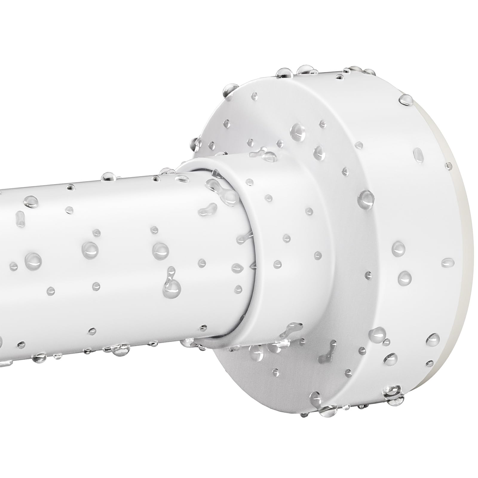 Photo 1 of Emlaoe White Shower Curtain Rod 34-66 Inches(2.8-5.5ft) Adjustable Shower Rod No Drilling Non-slip Never Rust Shower Tension Rod for Bathroom Bedroom Windows Outdoor Garden