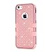 iPhone 5C Case,HKW (TM) Bling Rhinestone 3 IN 1 Armor Defender Shockproof Protective Diamond Case Cover for Apple iPhone 5C with Stylus Pen (Rose Gold) (MA1838)