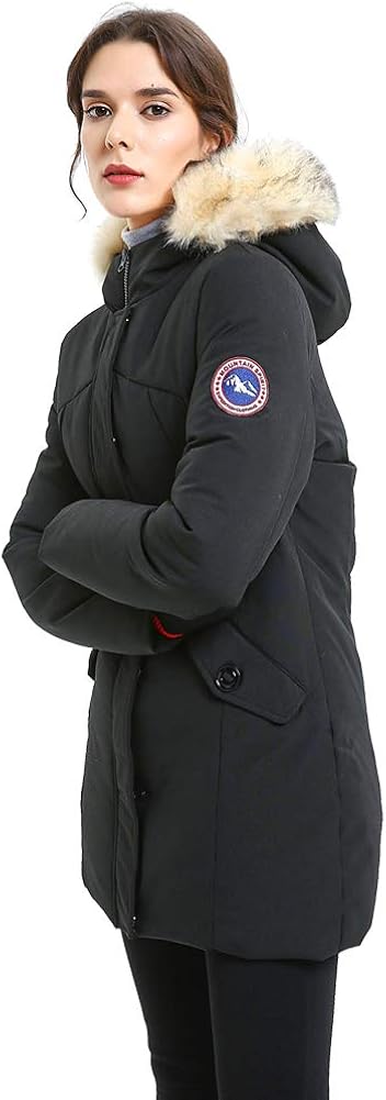 PUREMSX Women's Padded Jacket, Ladies Long Thicken Parka Faux Fur Down Alternative Winter Hooded Outwear Warm Overcoat XS-XXL: Clothing