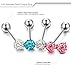 Besteel 4pcs 14G Stainless Steel Body Piercings Jewelry Tongue Rings Barbell Crystal Ball