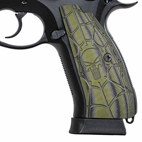 Guuun CZ 75 SP-01 Grips Full Size SP-01 Shadow Tactical CZ Grips, Cobweb Punisher Skull Texture G10 Pistol Grips, Follow the Curvature of the Frame Perfect in fit, Brand Grips