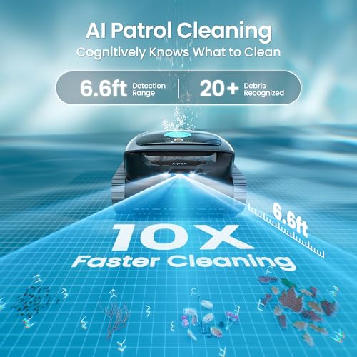 (2026 New) AIPER Scuba V3 AI Vision Cordless Robotic Pool Cleaner, 10x Faster Pool Cleaning with AI Patrol, 24/7 Auto Cleaning, Smart Waterline Parking & Multi-Layer Filtration, Gray
