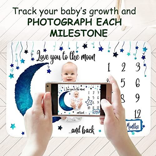 Baby Monthly Milestone Blanket Boy Extra Soft, Large (60"X40") Thick