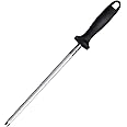 Knife Sharpener Rod, 13 Inch Carbon Steel Honing Steel for Kitchen Knives, Professional Magnetized Sharpening Stick with Nick