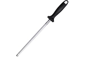 Knife Sharpener Rod, 13 Inch Carbon Steel Honing Steel for Kitchen Knives, Professional Magnetized Sharpening Stick with Nick