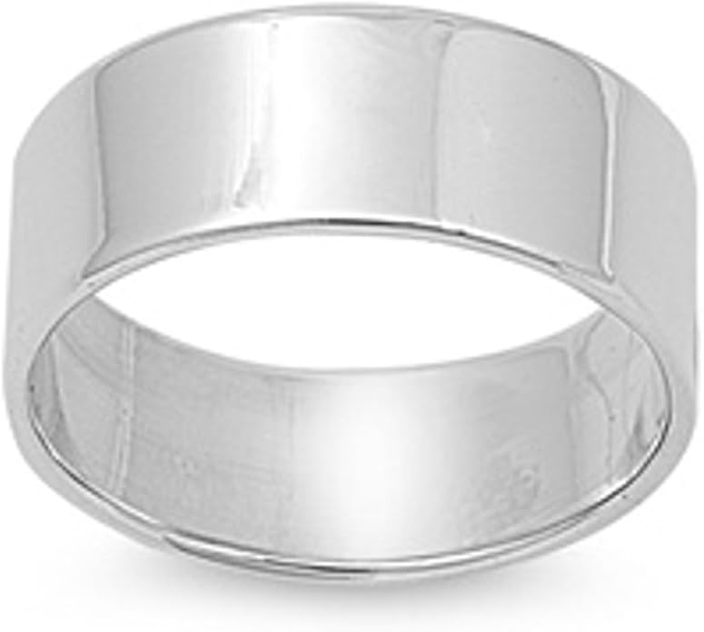Sterling Silver Cigar Band Wedding Ring for Men and Women