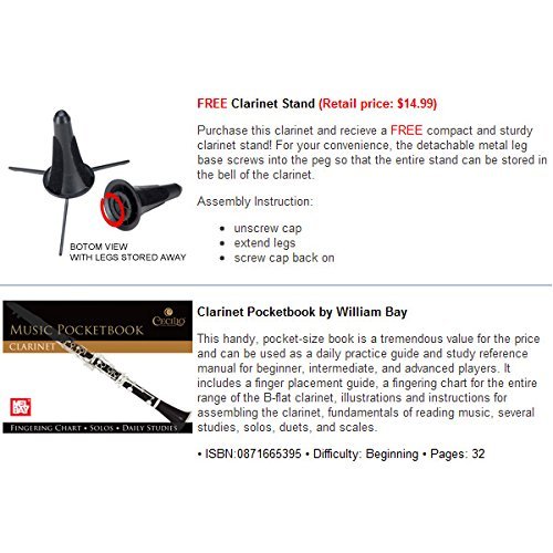 Mendini by Cecilio B Flat Beginner with 2 Barrels, Case, Stand