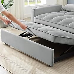 3-in-1 Large Futon Loveseat with Pull Out Sleeper