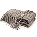 DOZZZ Thick Fluffy Chenille Knitted Throw Blanket with Decorative Fringe and Striped for Couch Cover Sofa Chair Bed Gift Mixed Grey