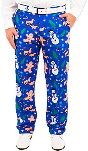 Festified Men's Holiday Naughty Christmas Suit Pants in Blue by
