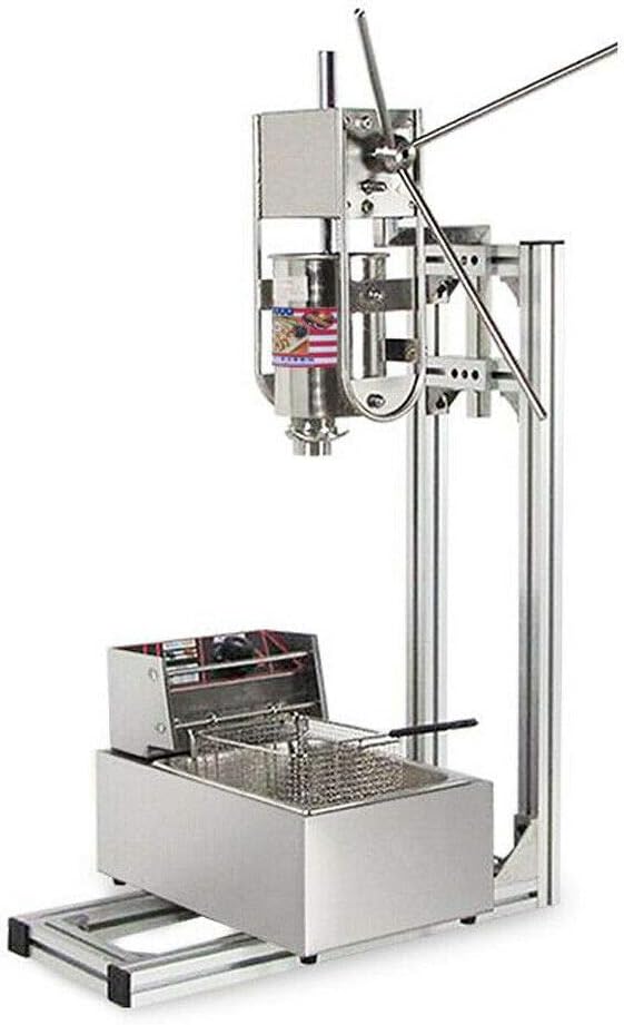 Spanish Churros Machine 3L Commercial Manual Vertical Churros Donut Machine w/Stand 110V w/6L Fryer Commercial Use