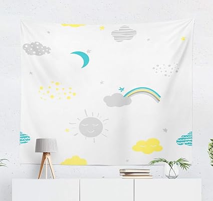 Amazon Com Kutita Tapestry Wall Hanging Cute Cloud Art Baby